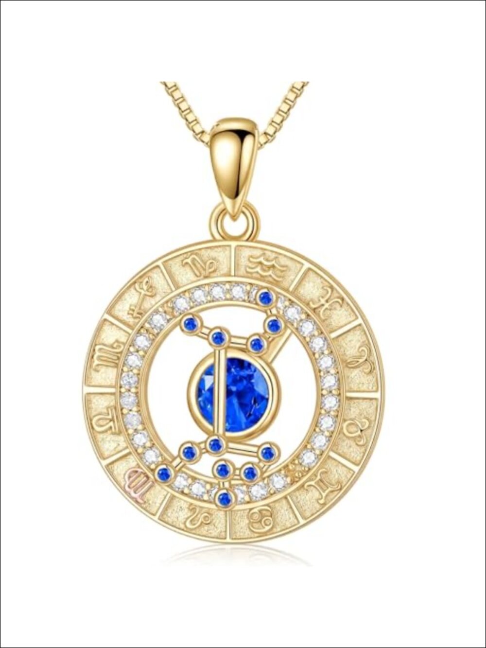 Zodiac Constellation Pendant Necklace Cubic Zirconia 18in Gold Plated Gift